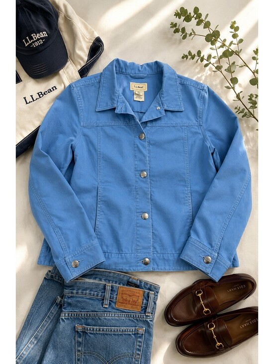 L.L. Bean Jackets & Blazers - L.L.Bean Aqua Canvas Chore Jacket | Coastal Utility Jacket Lightweight Cotton